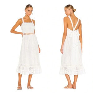 Place Nationale Le Gayan White Cotton Eyelet Backless Midi Dress Revolve